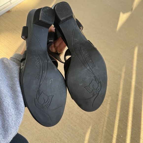 BeautiFeel Camille Open-Toe Pump Sandals Shoes Black Leather Patent 40 comfy - Picture 5 of 9